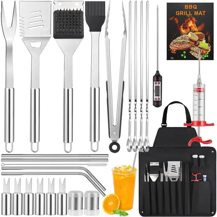 34 Pcs Grill Accessories Grilling Gifts for Men, Heavy Duty Stainless Steel BBQ Grill Tools Set for Outdoor Grill