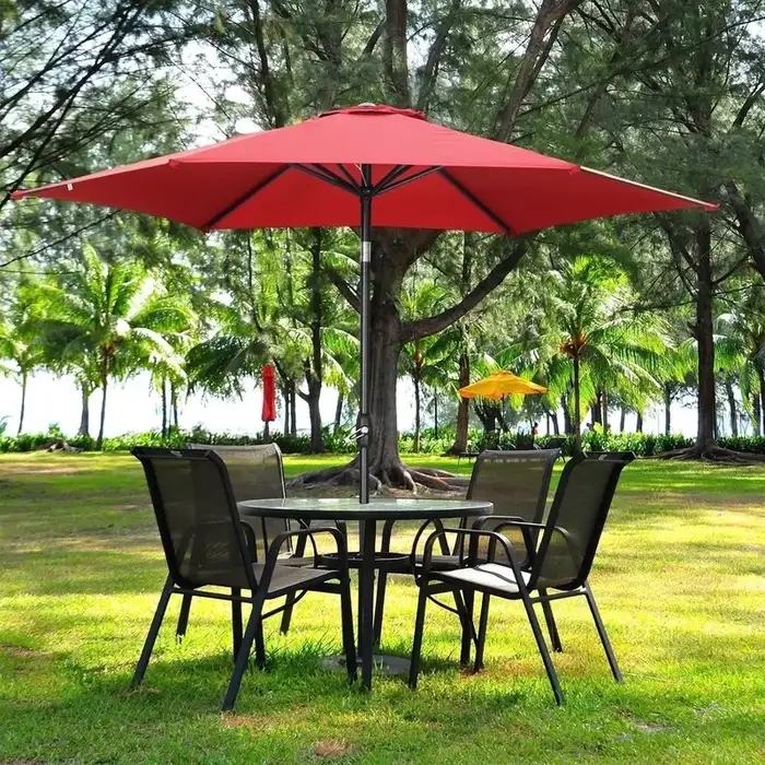 Ainfox 9ft Patio Umbrella Outdoor Portable Table Market Umbrella with Push Button Tilt/Crank Waterproof UV-proof, Black