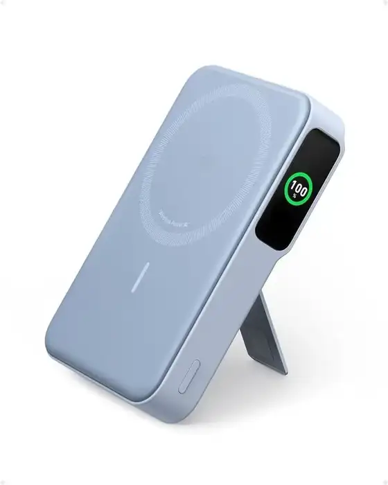 Anker MagGo Power Bank, Qi2 Certified 15W Ultra-Fast MagSafe-Compatible Portable Charger, 10,000mAh Battery Pack with Smart Display and Foldable Stand