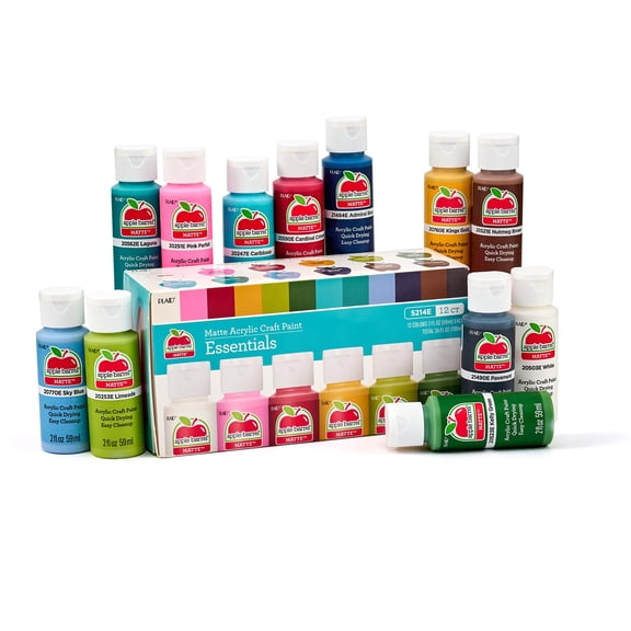 Apple Barrel Acrylic Craft Paint, Matte Finish, 2 fl oz, 12 Piece