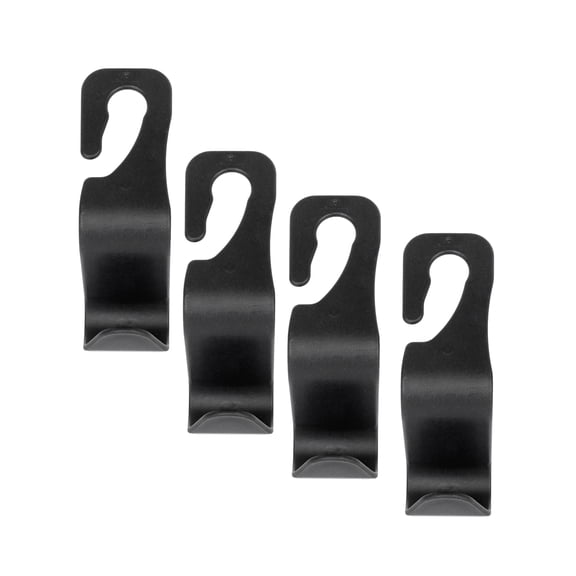 Auto Drive Headrest Hooks, Black, Universal Fit, 4 Pack, for Cars, Trucks, Vans, and SUVs