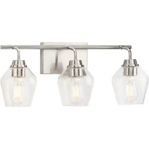 Avec Adalyn Collection 3-Light Brushed Nickel Dimmable Vanity Light with Clear Glass Shades