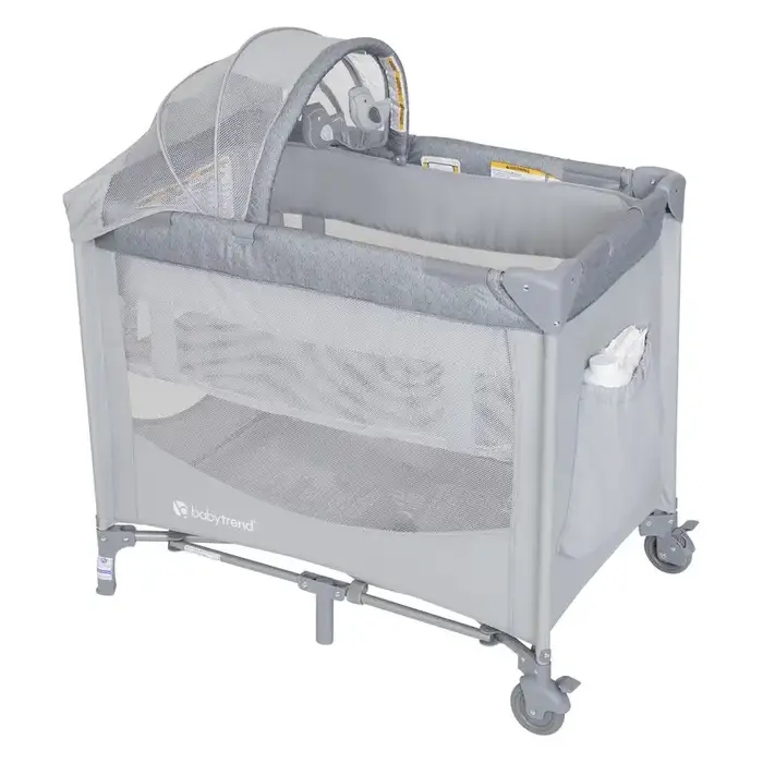 Baby Trend Nursery Center Portable Playard with Bassinet and Travel Bag, Twinkle Grey