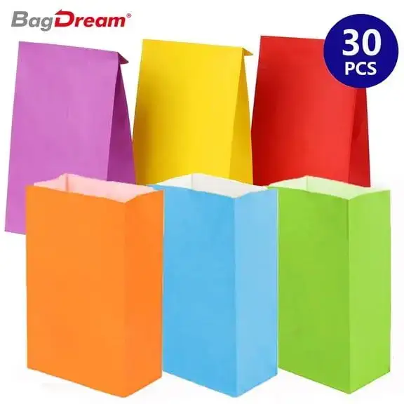 BagDream 30 Pack Paper Party Favor Bags, 6 Assorted Colors