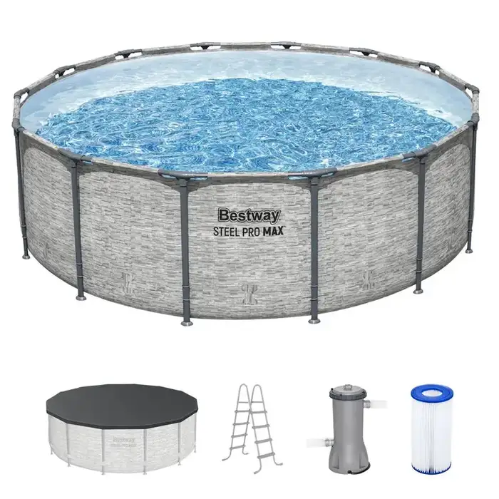 Bestway Power Steel Round Above Ground Pool Set, 14' x 42"