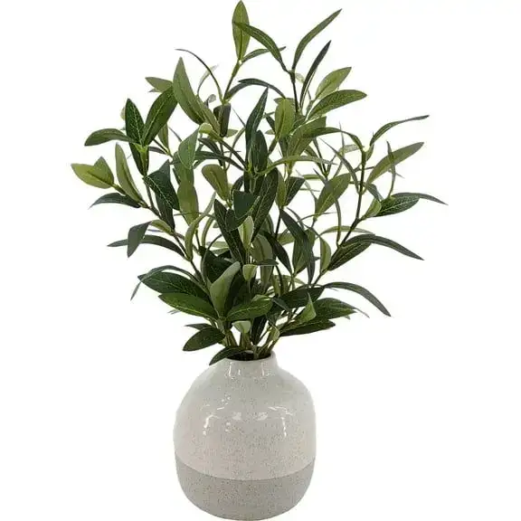 Better Homes & Gardens 14in Artificial Olive Plant in Two-Tone Ceramic Vase