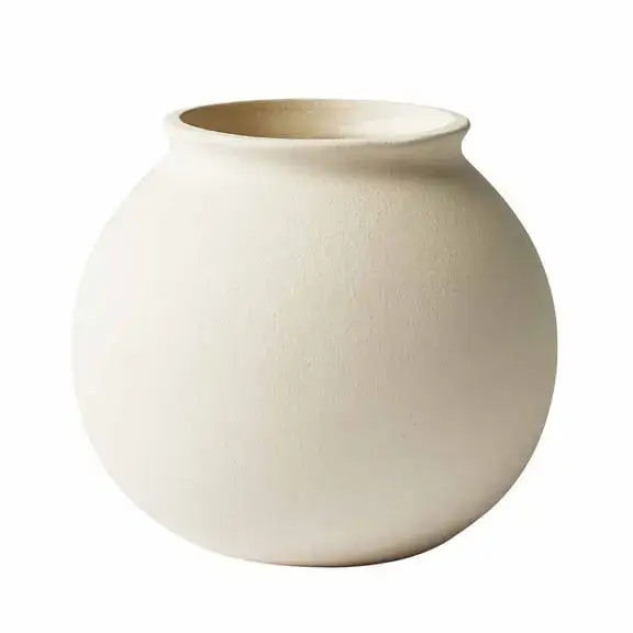 Better Homes & Gardens Matte Ceramic Round Vase, Off-White