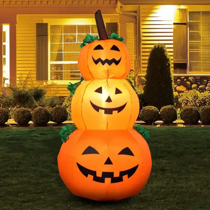 Blow-Up Pumpkin Stack Yard Inflatable, Orange and Purple, 3.5', Halloween by Way To Celebrate