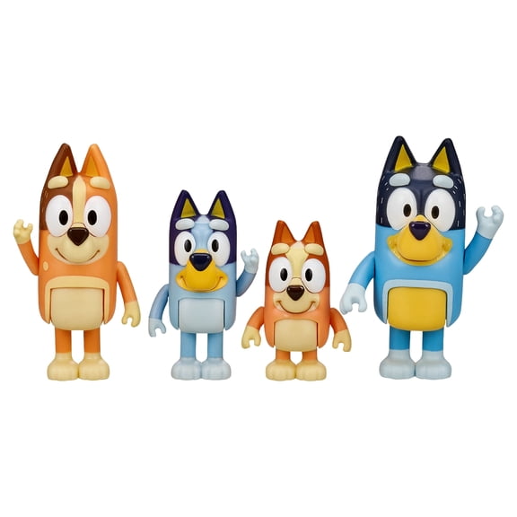 Bluey Family Figure 4-Pack, with Mum, Dad, Bingo & Bluey, Ages 3+ Toddler Toys