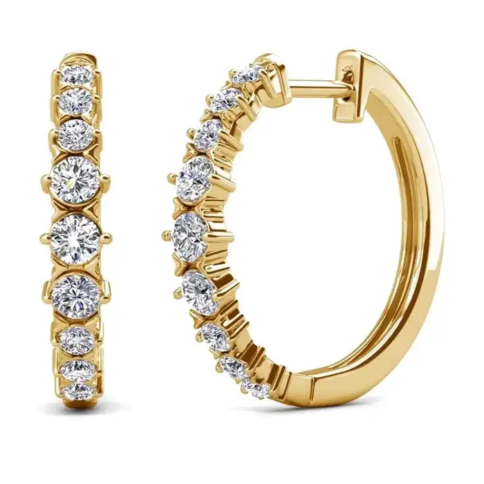 Cate & Chloe Claire 18k White Gold Plated 20mm Hoop Earrings with Swarovski Crystals Gift for Women