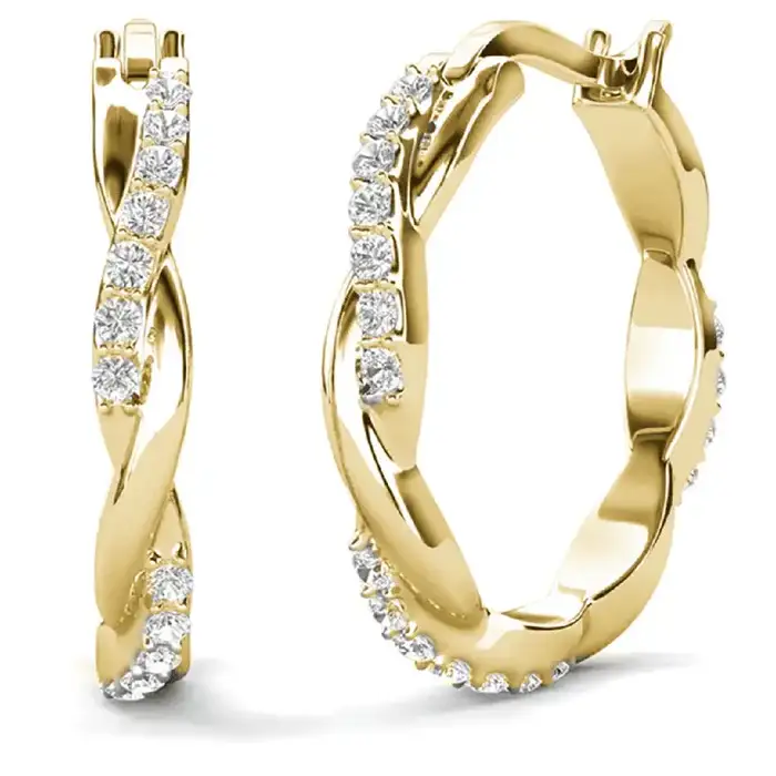Cate & Chloe Lauren 18k White Gold Plated 22mm Hoop Earrings with Swarovski Crystals for Women