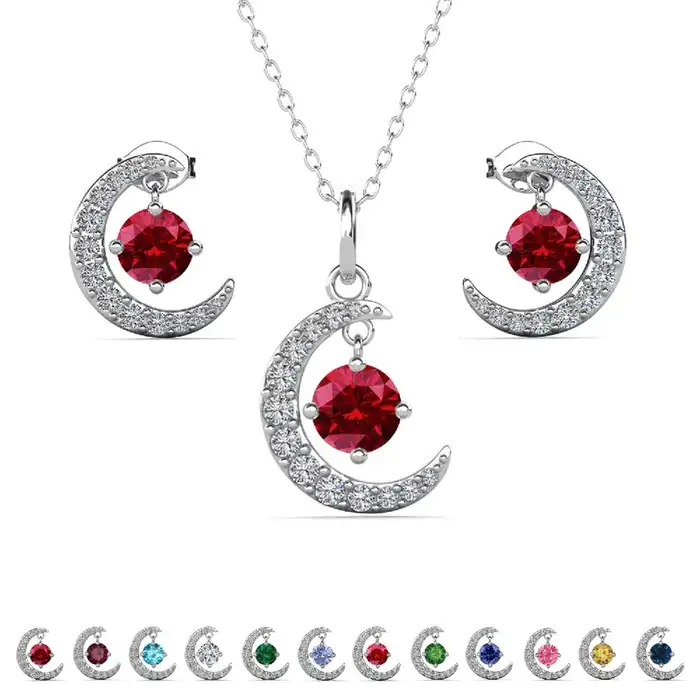 Cate & Chloe Luna December Birthstone 18k White Gold Plated Women's Necklace with Swarovski Crystal