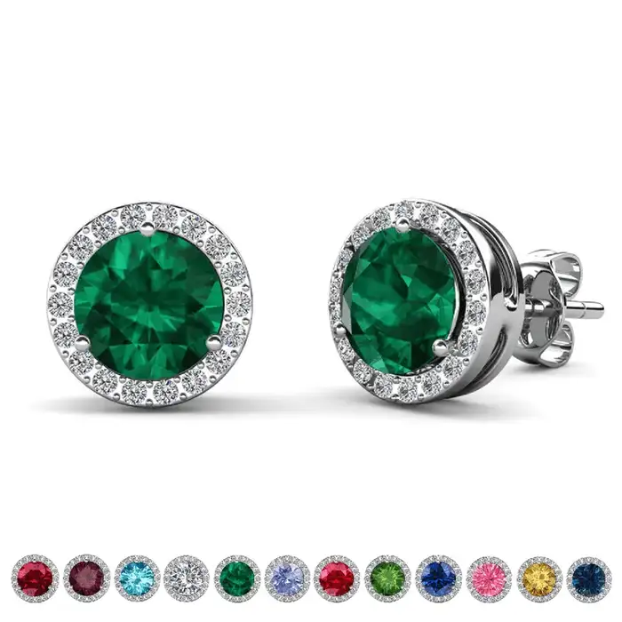 Cate & Chloe Royal March Birthstone 18k White Gold Plated Women Earrings with Swarovski Crystals