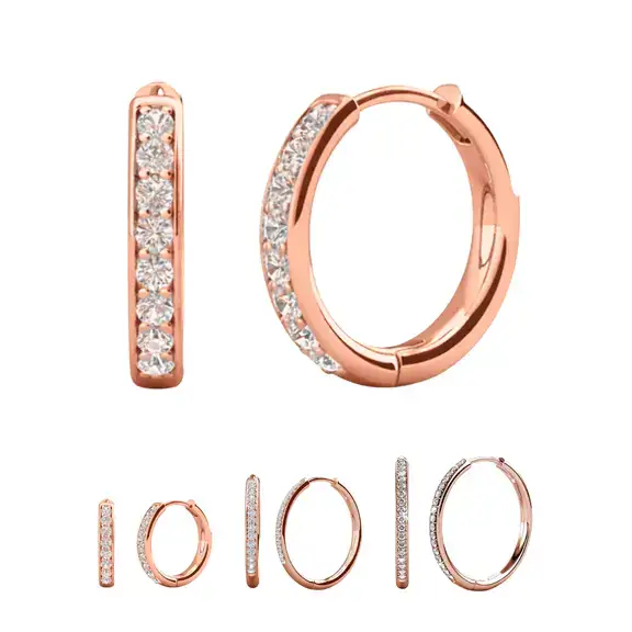 Cate & Chloe Sasha 18k White Gold Plated 10mm Hoop Ear Cuff with Swarovski Crystals, Gift for Women