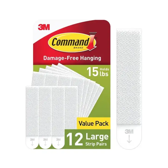 Command Large Picture Hangers, Holds 15 lbs, White, Damage-Free Hanging, 12 Pairs Adhesive Strips