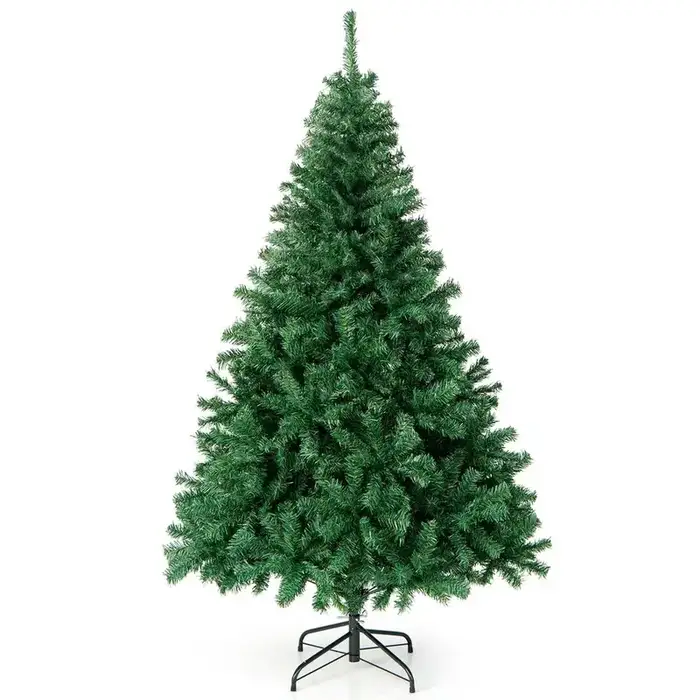 Costway 6Ft Hinged Artificial Christmas Tree Full Tree with Metal Stand Black