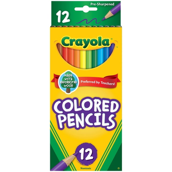 Crayola Colored Pencil Set, 12 Ct, Back to School Supplies for Kids, Classroom Supplies, Teacher Gift