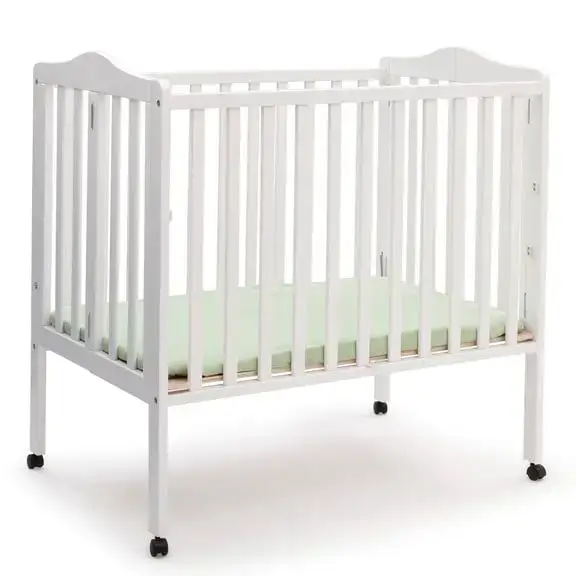 Delta Children Folding Portable Baby Mini Crib with 1.5-Inch Mattress, White
