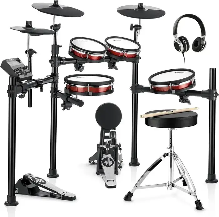 Donner Adults Electric Drum Set 31 Kits and 450+ Sounds, Throne, Headphones, Sticks, USB MIDI, DED-200 New Lite