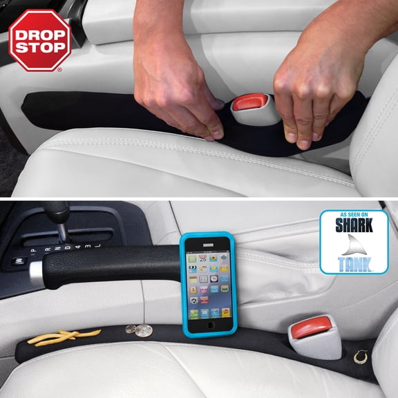 Drop Stop, Vehicle Seat Gap Filler, 2 Pack, Black, Universal Fit