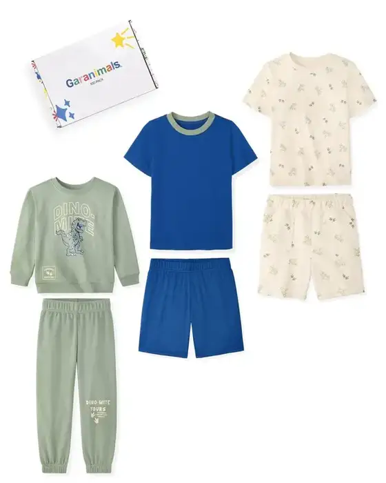 Garanimals Newborn, Baby & Toddler Boy Cotton 6-Piece Outfit Sets, Graphic Tops & Pull-On Bottoms, Sizes 0-6T