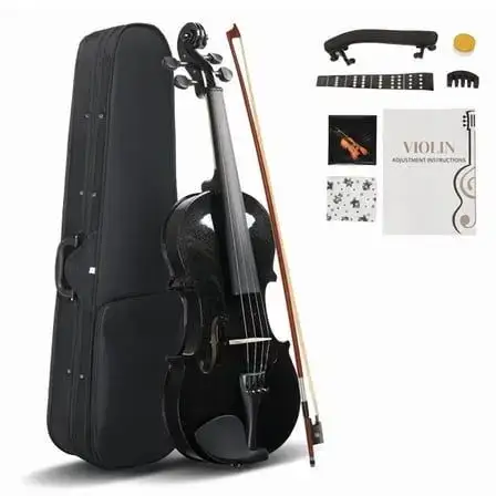 Glarry 4/4 Full Size Matte Violin Solidwood Fitted Starter Kit for Adults Student with Case Shoulder Rest Strings, Electronic Tuner Bow and More