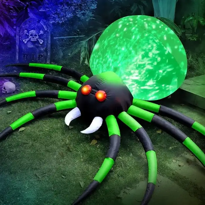 GVDV 8 FT Halloween Spider Inflatables Outdoor Decorations, Blow Up Yard Decoration with Built-in LED Lights for Holiday, Party, Yard, Garden