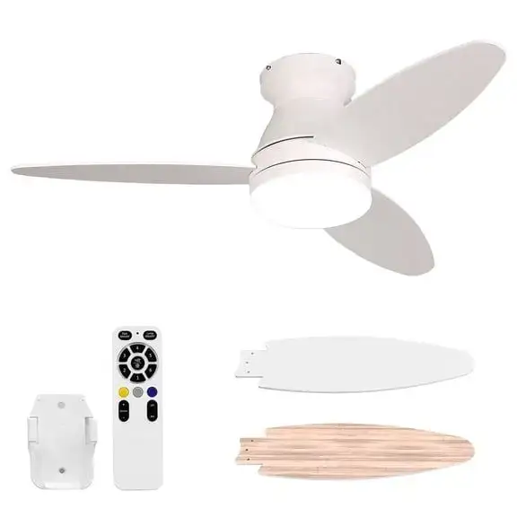 HAARAY 42 Inch Ceiling Fans with Lights, Remote, DC Reversible 6 Speeds 3 CCT, Low Profile Flush Mount