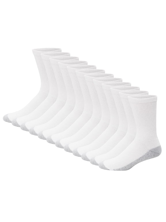 Hanes Men's Double Tough Durability Crew Socks, 12-Pack