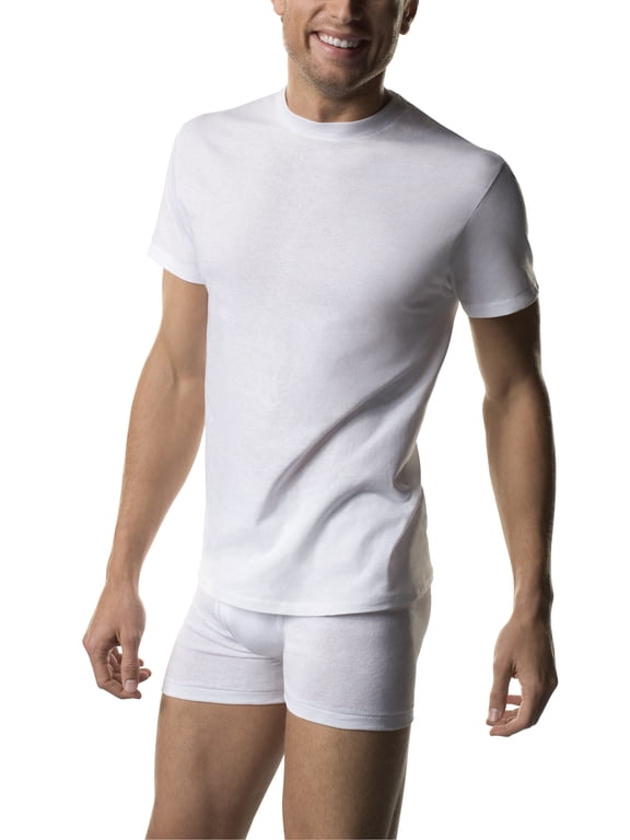 Hanes Men's White Crew T-Shirt Undershirts, 3 Pack