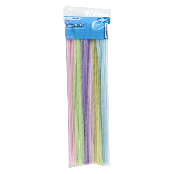 Hello Hobby Pastel Multicolor Fuzzy Sticks, 100 Count, Chenille Stems for Kids DIY Crafts and Projects