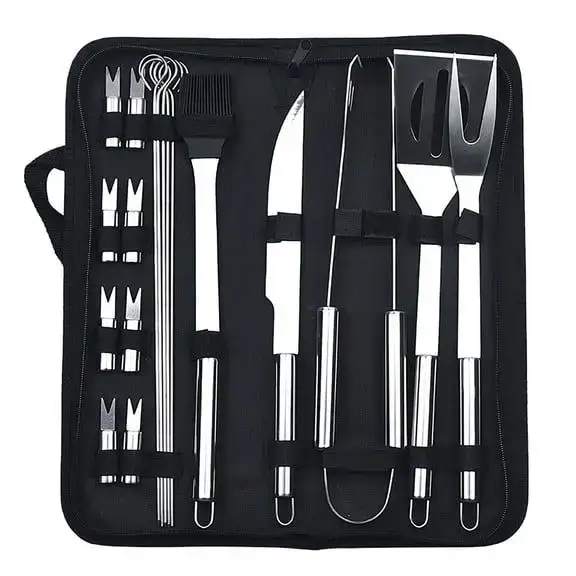 Home-Complete 7-Piece BBQ Grill Tool Set, Stainless Steel