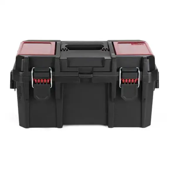 Hyper Tough 16 in Heavy-Duty Resin Toolbox with Small Parts Organizer and Reinforced Padlock Tabs