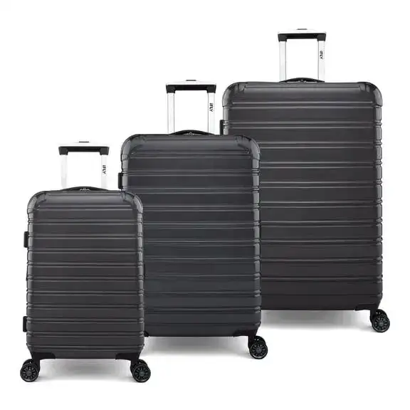 iFLY Fibertech 3-Piece Expandable Hardside Spinner Luggage Set, Black