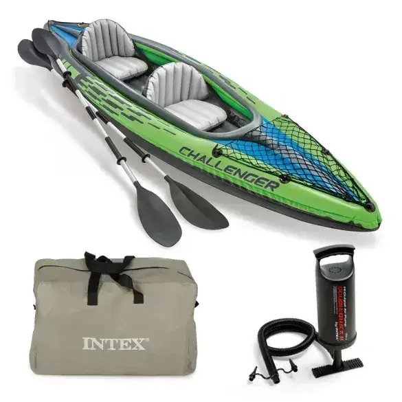 Intex Challenger K2 2-Person Inflatable Kayak and Accessory Kit Oars & Pump