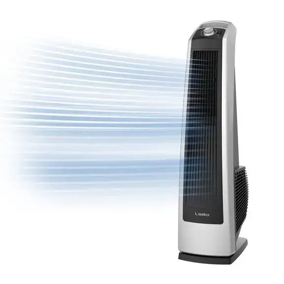 Lasko 35" Oscillating High Velocity Tower Fan, Gray/Black, U35105