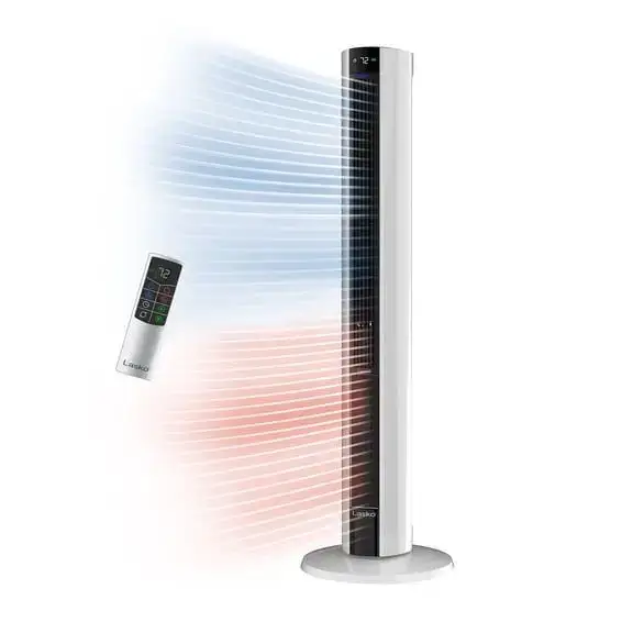 Lasko 42" 1500W All Season Tower Fan & Space Heater, White, FH500