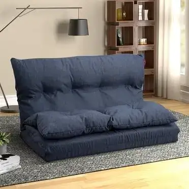 Mainstays Futon Sofa Bed, 72 In Memory Foam, Blue
