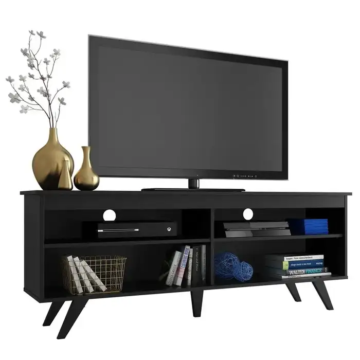 Mainstays No Tools TV Stand for TVs up to 40 In, True Black Oak Finish