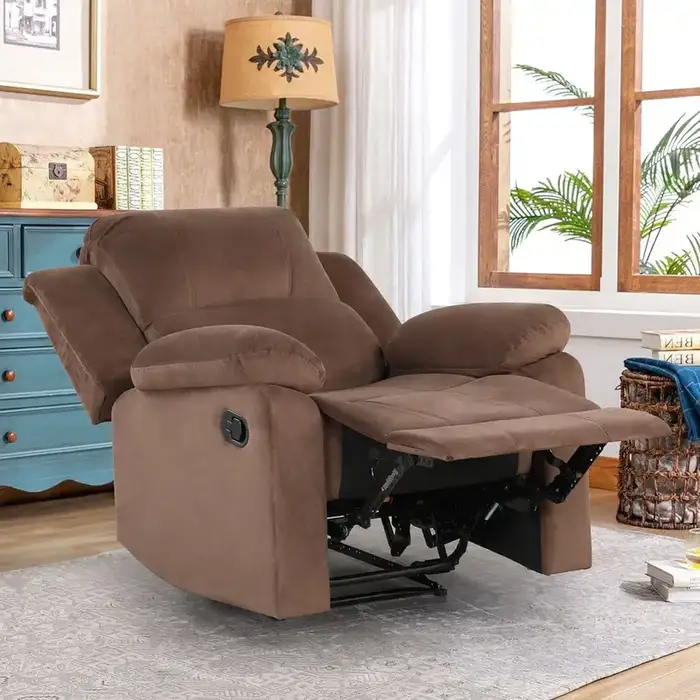 Mainstays Williamson Power Recliner Chair with USB Charging Port, Brown Camel Faux Leather