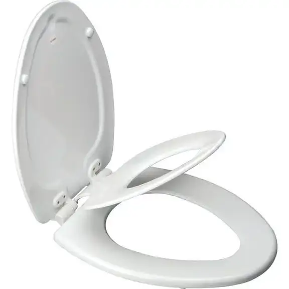 Mayfair Lannon Slow Close Elongated Enameled Wood Toilet Seat, White
