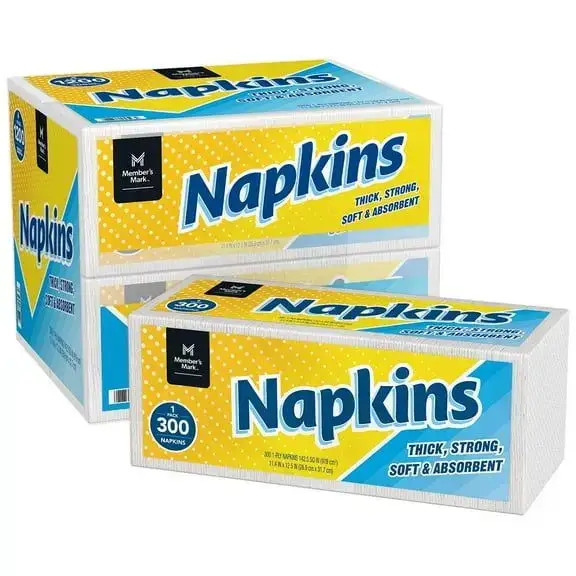 Member's Mark Everyday 1-Ply White Napkins, 4 pks., 300/pk.