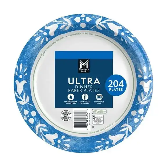Member's Mark Ultra Dinner Paper Plates, 10", 204 ct.