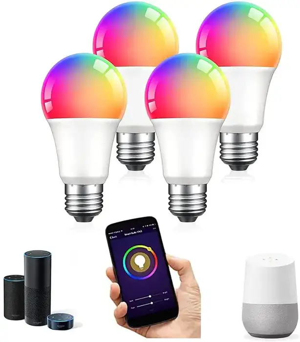 Mikhai Smart Light Bulbs, Color Changing LED Light Bulbs, Works with Alexa and Google Home, A19 E26, 2.4GHz WiFi, 2 Pack