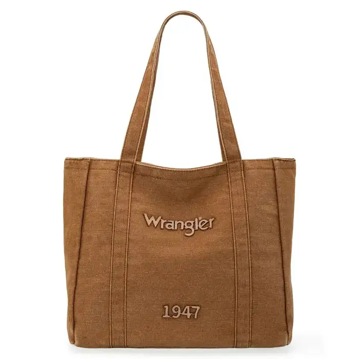 Montana West Wrangler Tote Bag for Women Large Denim Purses for Work Travel, Brown