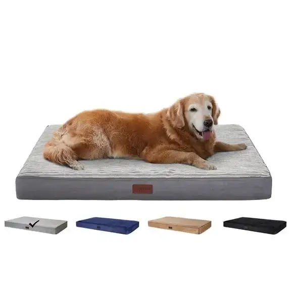 Ophanie Gray 35in Orthopedic Dog Bed, Large/Medium Dogs, Egg Crate Foam, Non-Slip Bottom, Waterproof, Washable Removable Cover