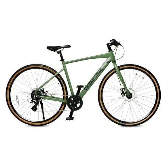 Ozark Trail 700C G.1 Explorer Flat Bar Gravel Bike, Medium Frame, Green, Adult, Unisex