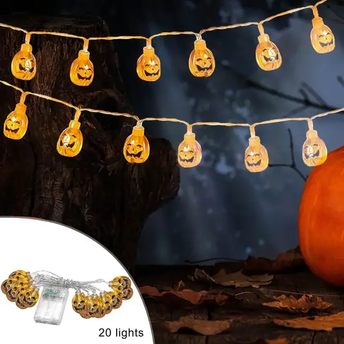 PMMIPNW Halloween LED Fairy String Lights 20LED - Spooky Pumpkin, Witch, Mummy & Cat, 8 Modes with Timer, 2PACK