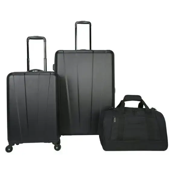 Protege 3-Piece Luggage Set, 28in Checked + 20in Carry-On + 18in Duffel, Black
