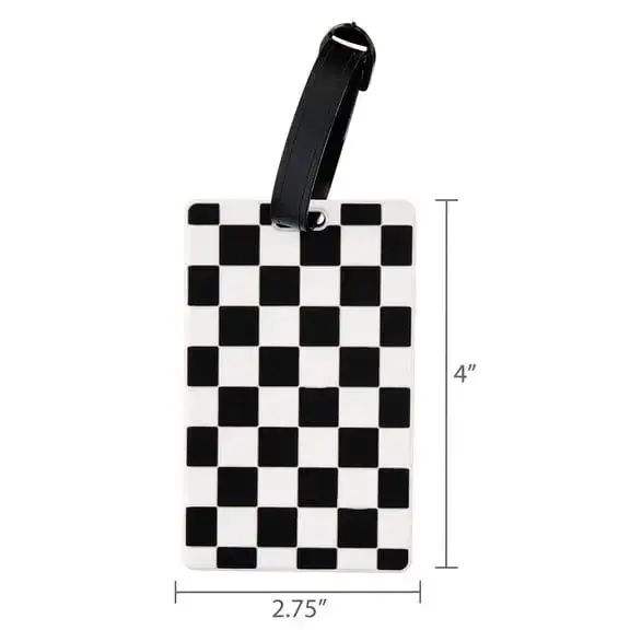 Protege Black and White Checkerboard Luggage Tag